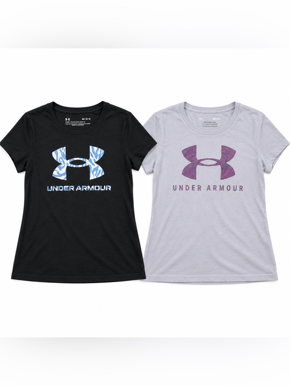 Under Armour Women’s Graphic T-Shirt Bundle – Black & Light purple Medium
